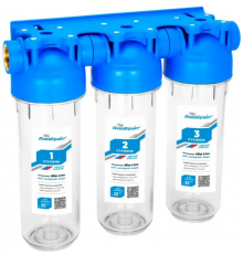 Магистральный фильтр 3-ой с прозрачным корпусом 3/4 АКВАБРАЙТ (3шт)