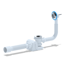 Сифон Ани Бриг для ванны 1 1/2*40  с выпуском и переливом с гофрой 375*40/50  Е655 (25/шт)