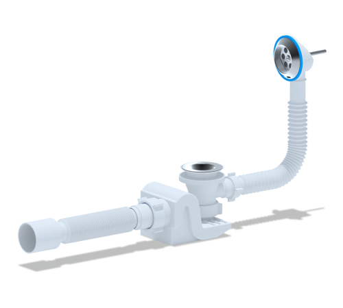 Сифон Ани Бриг для ванны 1 1/2*40  с выпуском и переливом с гофрой 375*40/50  Е655 (25/шт)