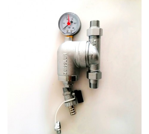 Фильтр с поворотным соединением, с манометром, присоединение - американки 1/2 Zeissler (12/1)
