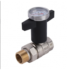 Кран шаровой  с накидной гайкой , c термометром 1  Zeissler (30/1)