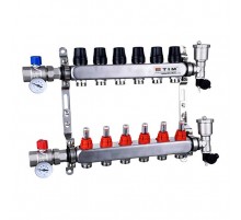 Коллекторная группа  8 выхода НЕРЖ с расход. 1 (полный комплект) TIM (2/шт)