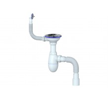 Сифон с гибкой трубой переливом, 3/1/2 с нерж. чашкой круг.  Ø 115 B426 Юникорн (30/шт)