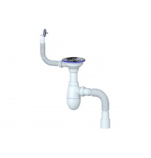 Сифон с гибкой трубой переливом, 3/1/2 с нерж. чашкой круг.  Ø 115 B426 Юникорн (30/шт)