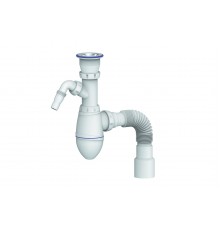 Сифон для раковины с прикруч. выпуском 1 1/2 с носиком и гофрой 40 х 40 х 50 Юникорн