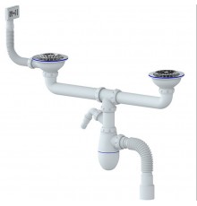 Сифон для 2-ой мойки  31/2 c квадр. переливом