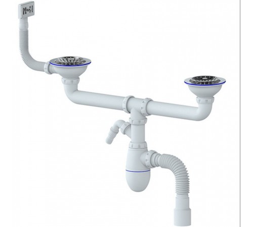 Сифон для 2-ой мойки  31/2 c квадр. переливом