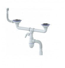 Сифон для 2-ой мойки  31/2 c круглым переливом