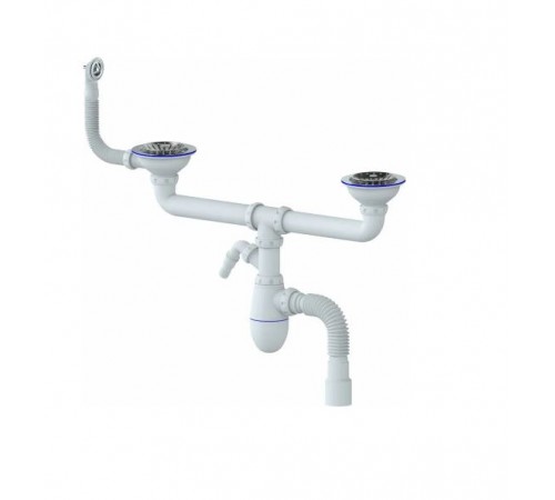Сифон для 2-ой мойки  31/2 c круглым переливом