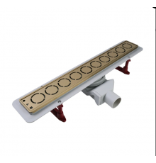 Трап с решеткой, (сухой +гидрозатвор), золотой сатин 800*70 Тим (4/1)