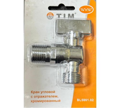 Кран угловой с отражателем,хром в блистере1/2 x 1/2  TIM (50/1)