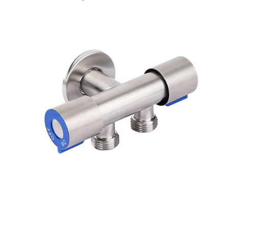 Кран угл нерж sus304, 2 вых,д/сантех. прибор (нр/нр/нр)  1/2*1/2*1/2 TIM(60/1)