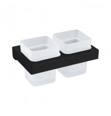 Настенный стеклянный стакан двойной  ( черный) 9504 black Kern (20шт)