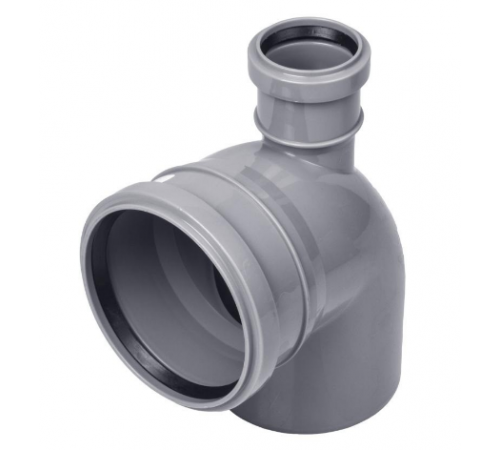 Отвод     ПВХ  110   90гр  с вых на 50 прямой  (верхний)  Политэк (35/шт)