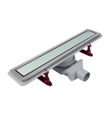 Трап с двухстор.решеткой гориз. сток Evolux Glass( Белое глянц. стекло) 600