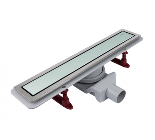 Трап с двухстор.решеткой гориз. сток Evolux Glass( Белое глянц. стекло) 600