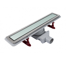 Трап с двухстор.решеткой гориз. сток Evolux Glass( Белое глянц. стекло) 700