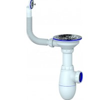 Сифон для мойки с выпуском 3 1/2 и круглым переливом Юникорн