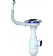 Сифон для мойки с выпуском 3 1/2 и круглым переливом Юникорн