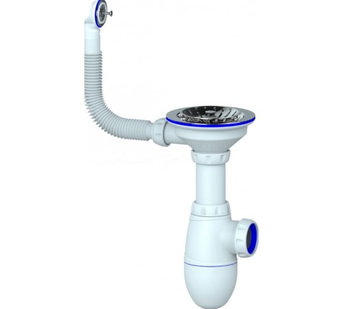 Сифон для мойки с выпуском 3 1/2 и круглым переливом Юникорн