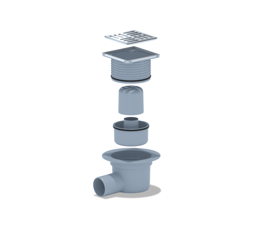 Трап горизонтальный 10 х 10 с выходом 50 с гидрозатвором Ани (20/шт)