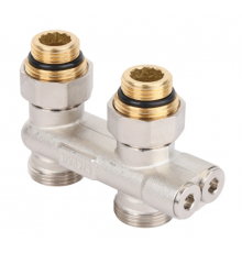 Прямой перекрёстный НВ узел: запорные вентили, ниппели 1/2"*3/4"Е (48/5) Тим