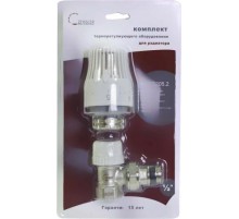 Кран с термоголовкой для рад. в блистере 1/2 угловой Тим (30/шт)