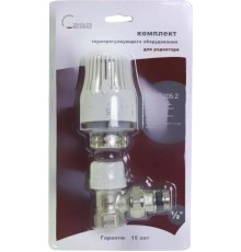 Кран с термоголовкой для рад. в блистере 1/2 угловой Тим (30/шт)