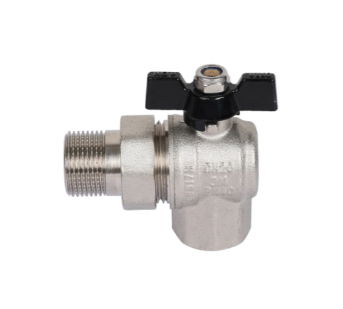 Кран с американкой  угловой. 1"   г/ш бабочка  никель усиленный  TIM  (24/6)