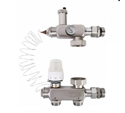 Узел из нержавеющей стали для теплого пола монтаж длина 130-180мм  (без насоса) (6/1)TIM
