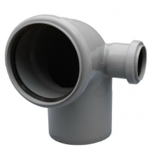 Отвод     ПВХ  110   90гр  с вых на 50 правый  Политэк (40/шт)