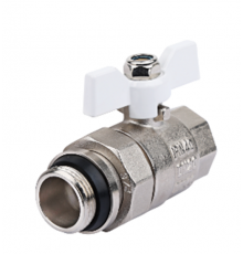 Кран шар. прямой  с полусгоном и доп. 1/2 никель Тим  (64/16)