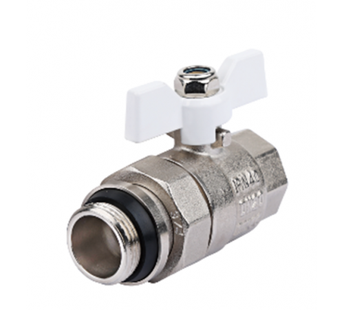 Кран шар. прямой  с полусгоном и доп. 1/2 никель Тим  (64/16)