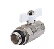 Кран шар. прямой  с полусгоном и доп. 1* никель Тим (24/6)