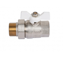 Кран с американкой. 1"  (бабочка белая) никель  TIM (24/6)