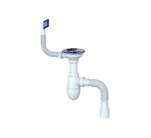 Сифон с гибкой трубой переливом, 3/1/2 с нерж. чашкой квадр. Ø 115 B426 Юникорн