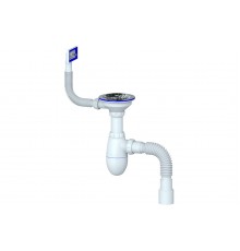 Сифон с гибкой трубой переливом, 3/1/2 с нерж. чашкой квадр. Ø 115 B426 Юникорн