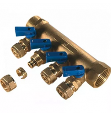 Коллектор с шар. краном 1" г/ш х 16 - 4 вых. универ TIM (7/шт)