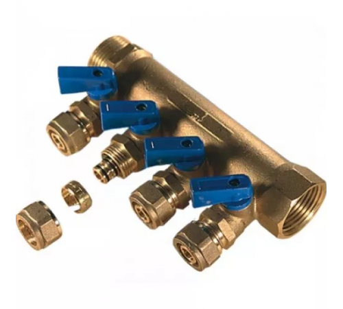 Коллектор с шар. краном 1" г/ш х 16 - 4 вых. универ TIM (7/шт)