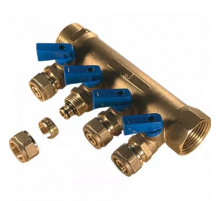 Коллектор с шар. краном 1" г/ш х 20 - 4 вых. унив TIM (5/шт)