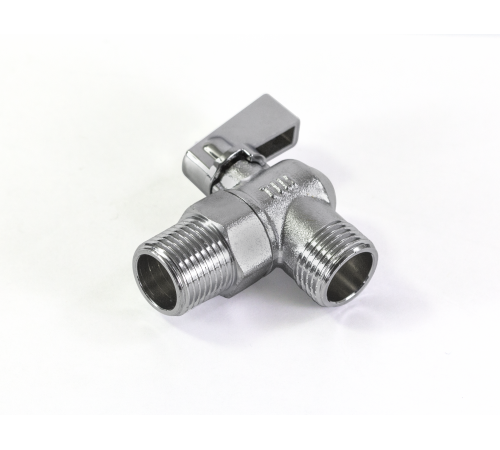 Кран угловой  1/2 х 3/4 с отражателем  никель (матовый)  для стир/маш.  TIM (60/1)