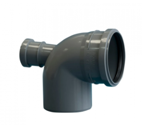 Отвод     ПВХ  110   90гр  с вых на 50 фронт. (задний) Политэк (35/шт)