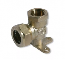 Угольник с креплением для гофр/нерж  (никелир) 15*1/2 ВР (50/10) Zeissler