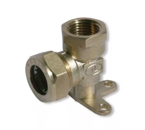 Угольник с креплением для гофр/нерж  (никелир) 15*1/2 ВР (50/10) Zeissler