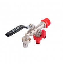 Кран с носиком Ф 1/2 -16 со штуцером и двумя кранами.  TIM   (64/8)