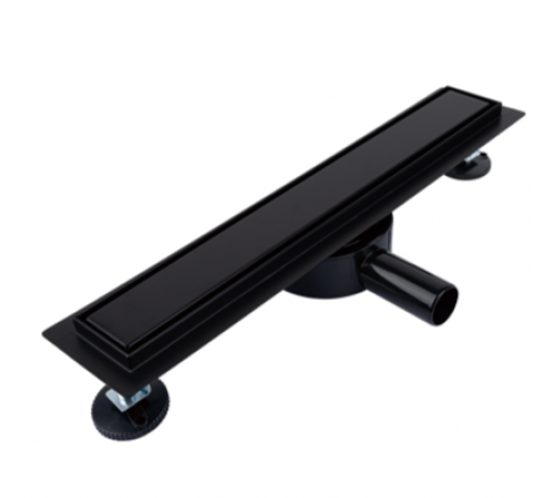 Трап для душа под плитку с решет. Cифон с углом пов. 360° （черный-матовый）70*500 (4/1) Тим