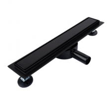 Трап для душа под плитку с решет. Cифон с углом пов. 360° （черный-матовый）70*800 (4/1) Тим