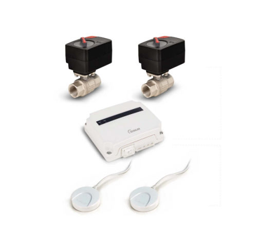 Система защиты от протечек воды 1 (модуль упр/  Base - 1 шт., пров. датчик 2шт+краны 2шт) по доступной цене.