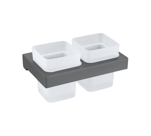 Настенный стеклянный стакан двойной  (оруж. сталь) 9504 gun Kern (20шт)