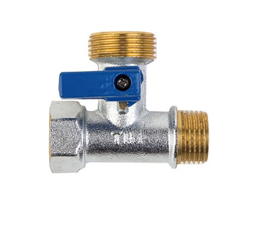 Кран трехпроход. никель.  TIM (60/1)